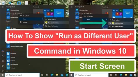 How To Show Run As Different User Command In Windows Start Screen