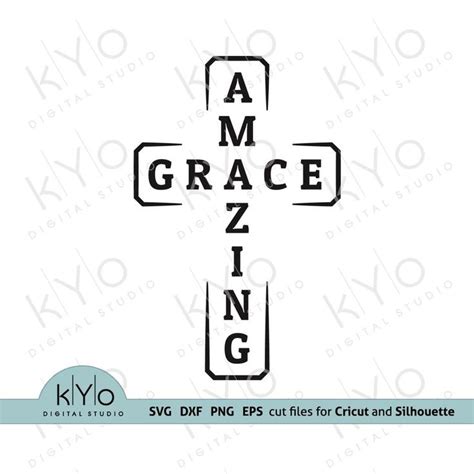 Amazing Grace Cross Svg Png Dxf Eps Files