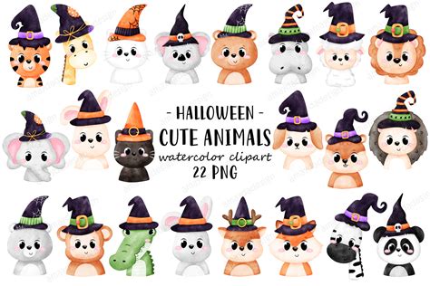 Halloween Animals Watercolor Clipart Graphic by amaydastore · Creative ...