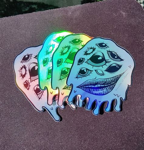 Holographic Demon Eye Sticker Etsy