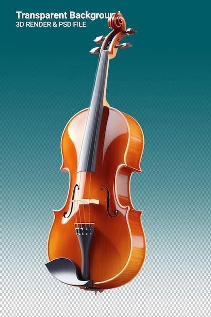 Ilustração PSD 3d de violino isolado em fundo transparente PSD Premium