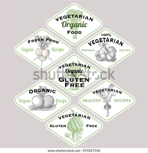 Vegan Vegetarian Food Labels Collection Stock Vector Royalty Free