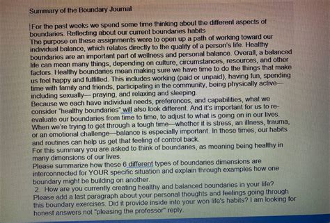 Solved Summary Of The Boundary Journal Boundaries Chegg