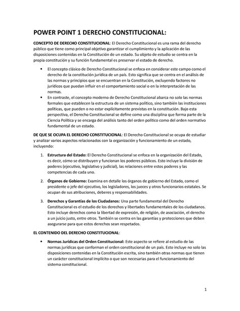 Derecho Constitucional Parcial 1 POWER POINT 1 DERECHO CONSTITUCIONAL