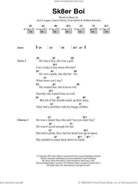 Sk8er Boi Sheet Music For Guitar Chords Pdf