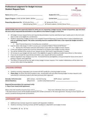 Fillable Online Etalk Sgu Professional Judgment For Budget Increase