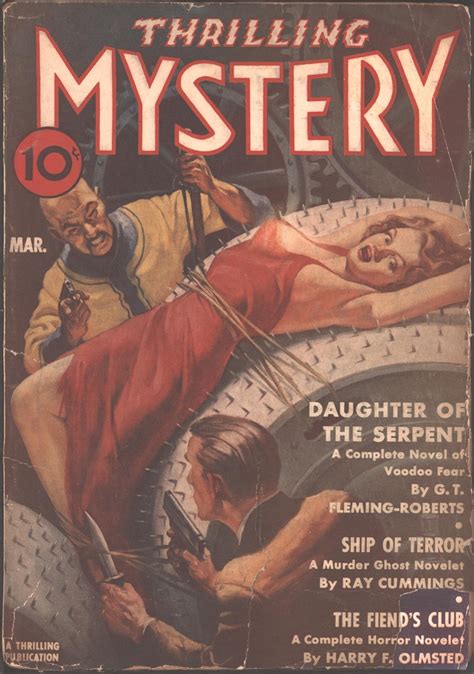 Thrilling Mystery 1939 March Bondage Cover Of Girl On Spiked Torture Wheel