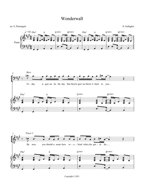 Wonderwall Arr Scott Pietrangelo By Oasis Sheet Music For Ttbb Choir