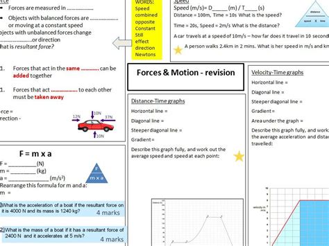 Forces And Motion Revision Mat Differentiated With Full Answers