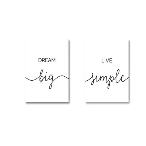 Black & White Simple Life Quotes Wall Art Minimalist Inspirational ...