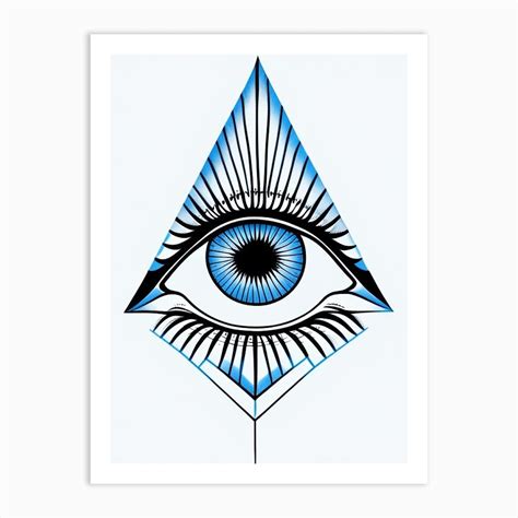 Third Eye Symbolism, Symbol, Third Eye Blue & White 5 Art Print by Symbolic Expressions - Fy