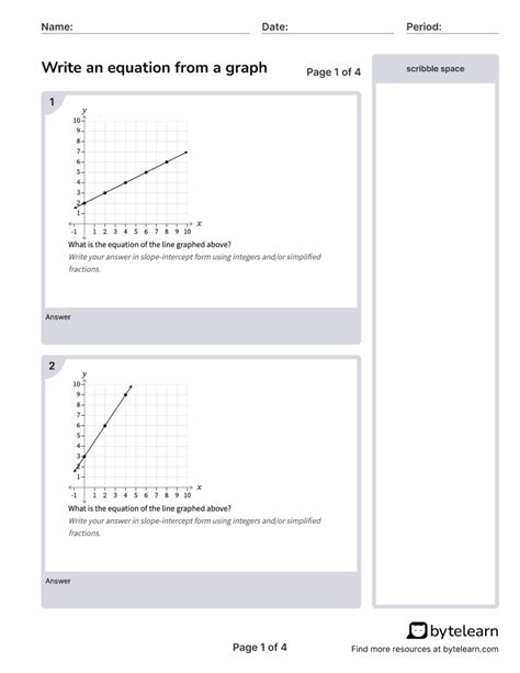 Write An Equation From A Graph Worksheets Pdf G B Th