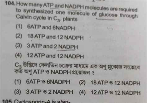 How Many Atp And Nadph Molecules Are Required To Synthesized One Mol