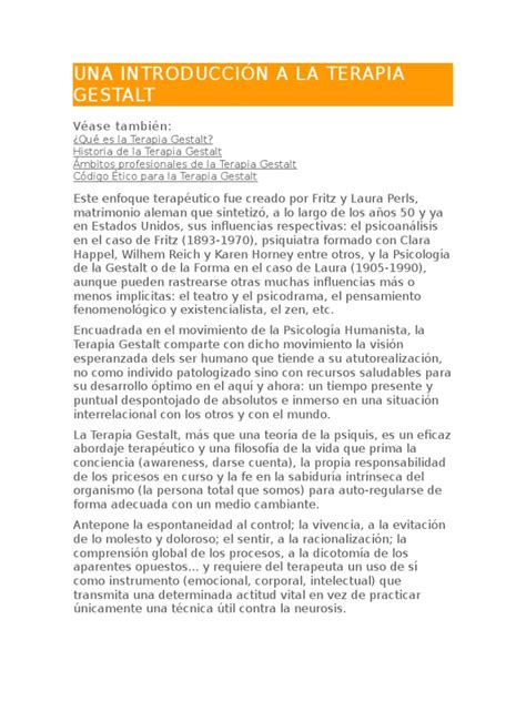 Una Introducción A La Terapia Gestalt Pdf Terapia Gestalt