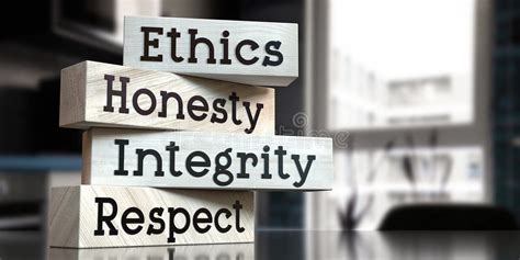 Integrity Honesty Ethics Outline Signpost With Three Arrows Stock