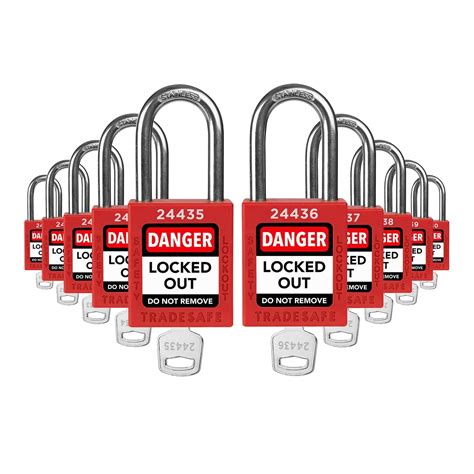 Tradesafe Lockout Tagout Locks Red Keyed Different Loto Locks Pcs