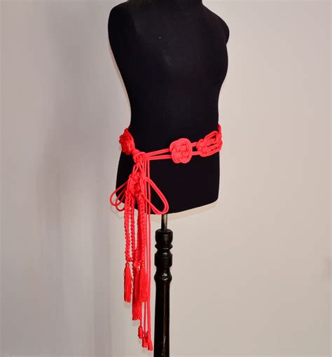 Red Macrame Belt Elvis Lucky Belt Red Tassel Belt Elvis Etsy Australia