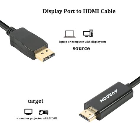 Displayport To Hdmi Feet Gold Plated Cable Avacon Display Port To