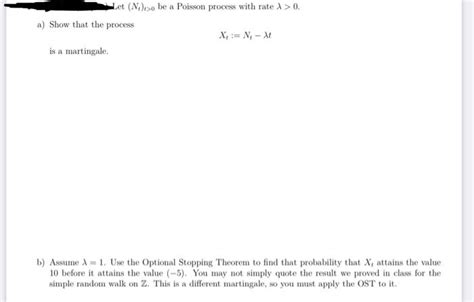 Solved Let Nt t 0 be a Poisson process with rate λ 0 a Chegg