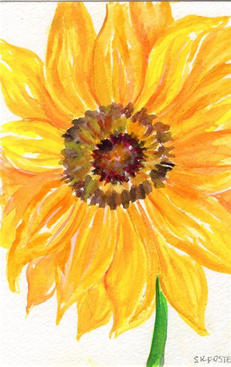 Original Sunflower Watercolor Painting, Flower Artwork 4x6 - Etsy | Cuadros