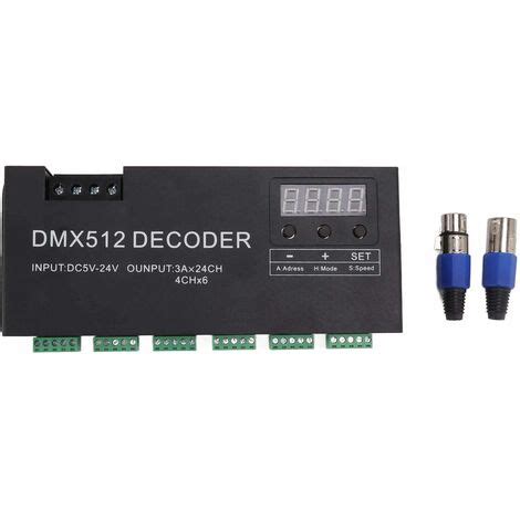 Eosnow Décodeur DMX 24 canaux affichage numérique RGBW DMX512 pilote