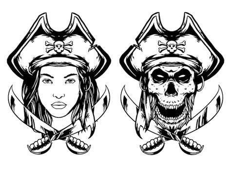 Girl Pirate Skull Clip Art