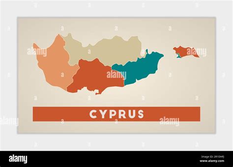 Cyprus Poster Map Of The Country With Colorful Regions Shape Of