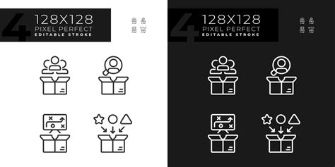 Pixel Perfect Icons Set For Dark And Light Mode Representing Product Management Editable Thin