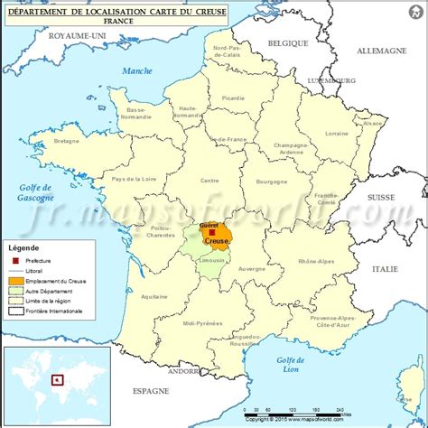 Creuse Carte de localisation Département Creuse France