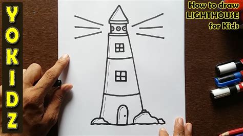 How To Draw Lighthouse For Kids Youtube