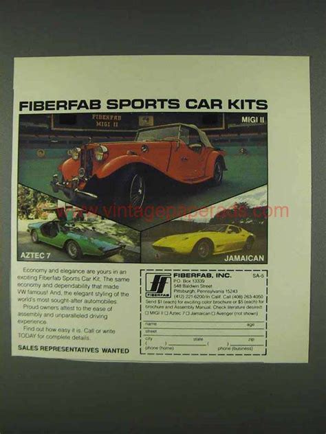 1978 Fiberfab Migi Ii Aztec 7 And Jamaican Car Kit Ad Dj0926