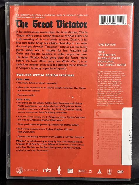 The Great Dictator Criterion Collection Dvd 1940 For Sale Online