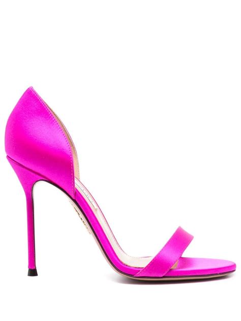 Aquazzura Uptown Mm Satin Sandals Pink Editorialist