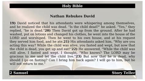 2 Samuel Chapter 12 Nathan Rebukes David The Holy Bible Youtube