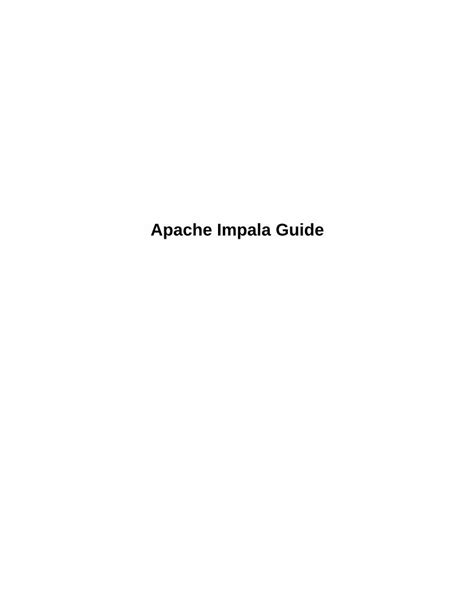 Pdf Apache Impala Guide Configuration File Connecting To