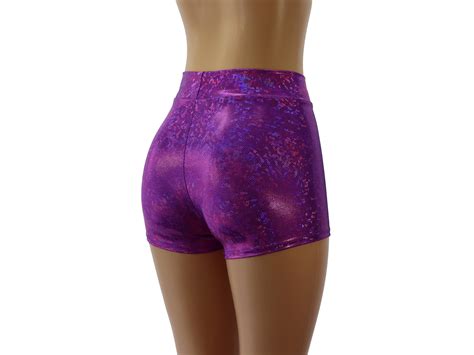 Purple Hologram High Waist Booty Shorts Cheeky And Regular Etsy 日本