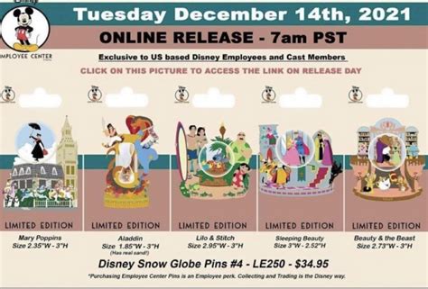 Snow Globes 4 Pin Series At Disney Employee Center Disney Pins Blog