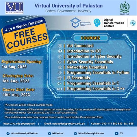 Free Courses – Virtual University (VU) Pakistan - Study in Karachi