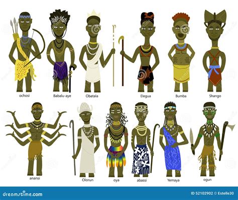 Um Grupo De Deuses Africanos Ilustração Stock Ilustração De Mitologia