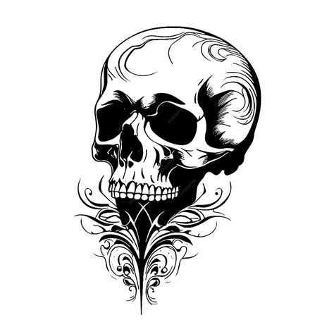 Premium PSD | Black skull tattoo design