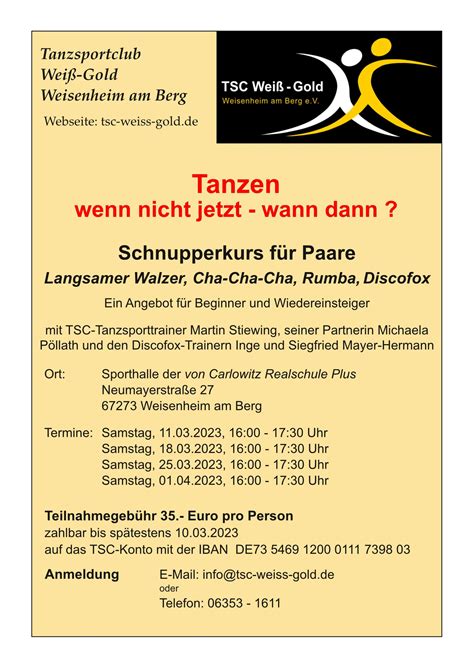 Tanzsportclub Wei Gold Weisenheim Am Berg E V