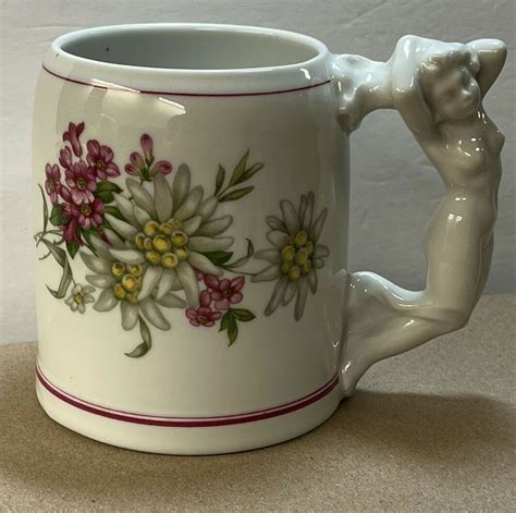 Naked Lady Handle Floral Mug Nude Bayern Bavaria Germany Vintage Coffee