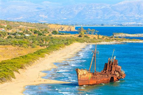 The Famous Shipwreck Near Gythio Greece Stock Photo - Image of beach, ship: 134791978