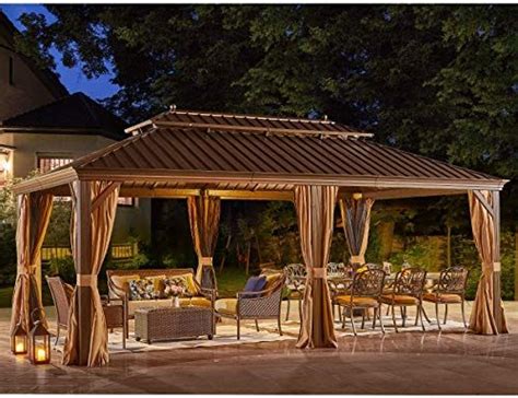 Yoleny 12x20 Hardtop Gazebo With Galvanized Steel Double Roof