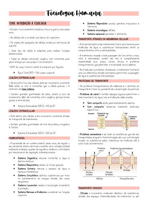 Fisiologia Humana Resumo - Resumo de Fisiologia Humana (Guyton) | Resumos Fisiologia Humana | Docsity