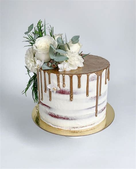 Red Velvet Naked Cake With Gold Luster Drip