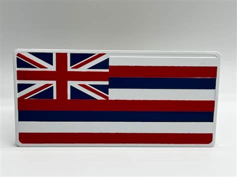 Hawaiian Flag Metal 3d Embossed Car Decal Etsy