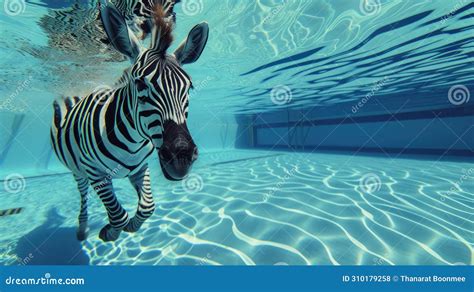 Hilarious Underwater Scene Zebra In Pool Plays Deep Dive Action Ai