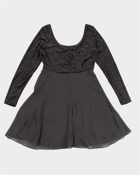 Black Velvet Skater Dress S Rokit