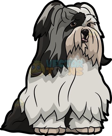 A Lovely Lhasa Apso Pet Dog Cartoon Dog Lhasa Apso Cartoon Clip Art